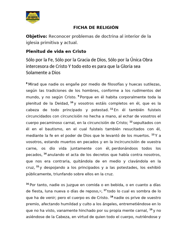 Problemas de Doctrina en la Iglesia | PDF | Cristo (título ...