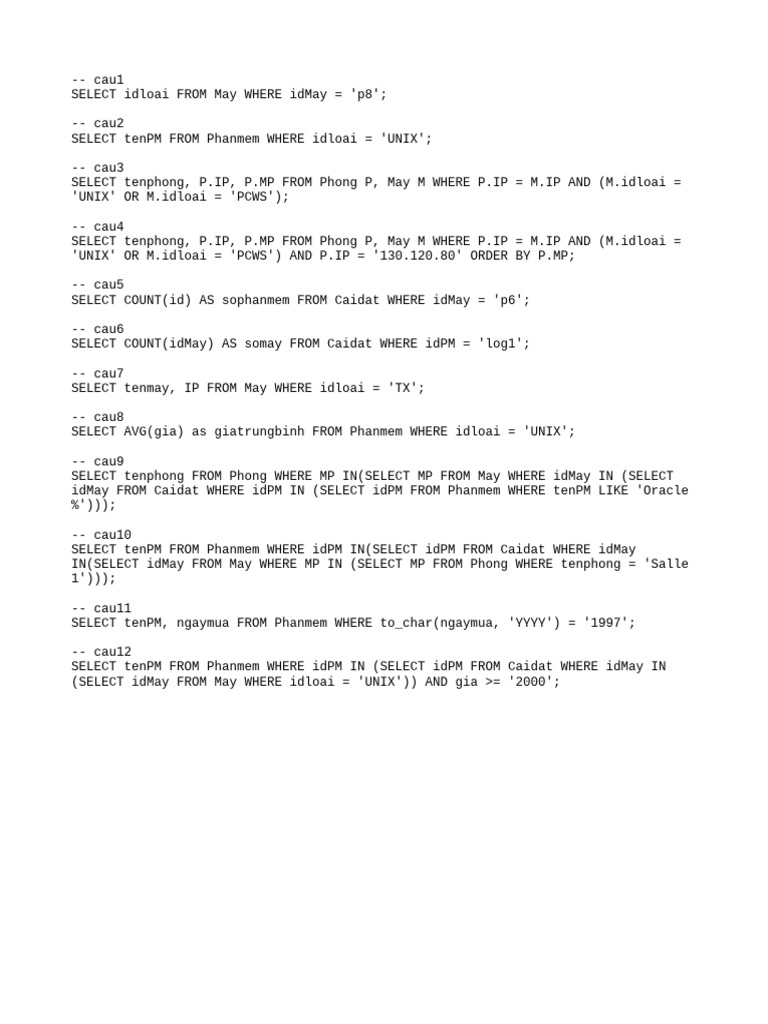 SQL Queries for Software and Hardware | PDF