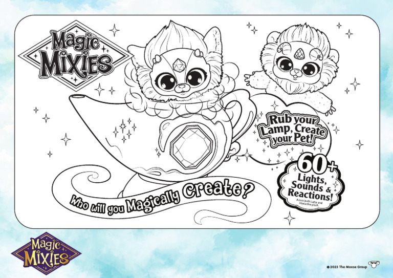 Colouring Sheets A4 FA Magic Mixies Genie Lamp | PDF