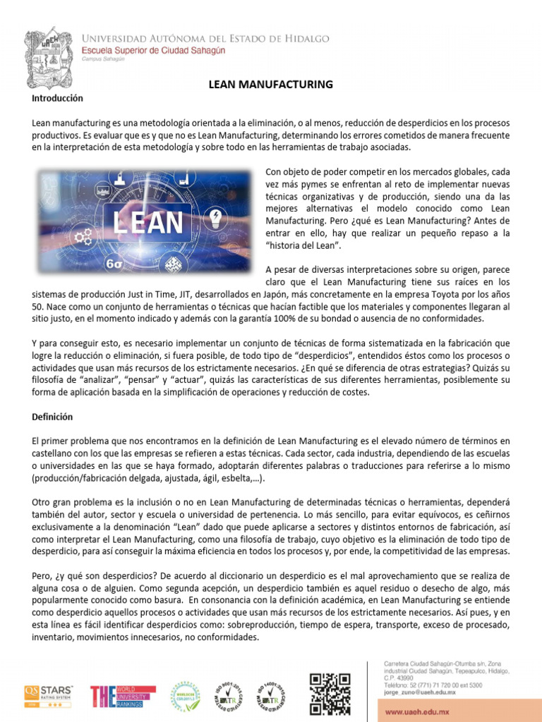 Introducción al Lean Manufacturing | PDF | Lean Manufacturing | Residuos
