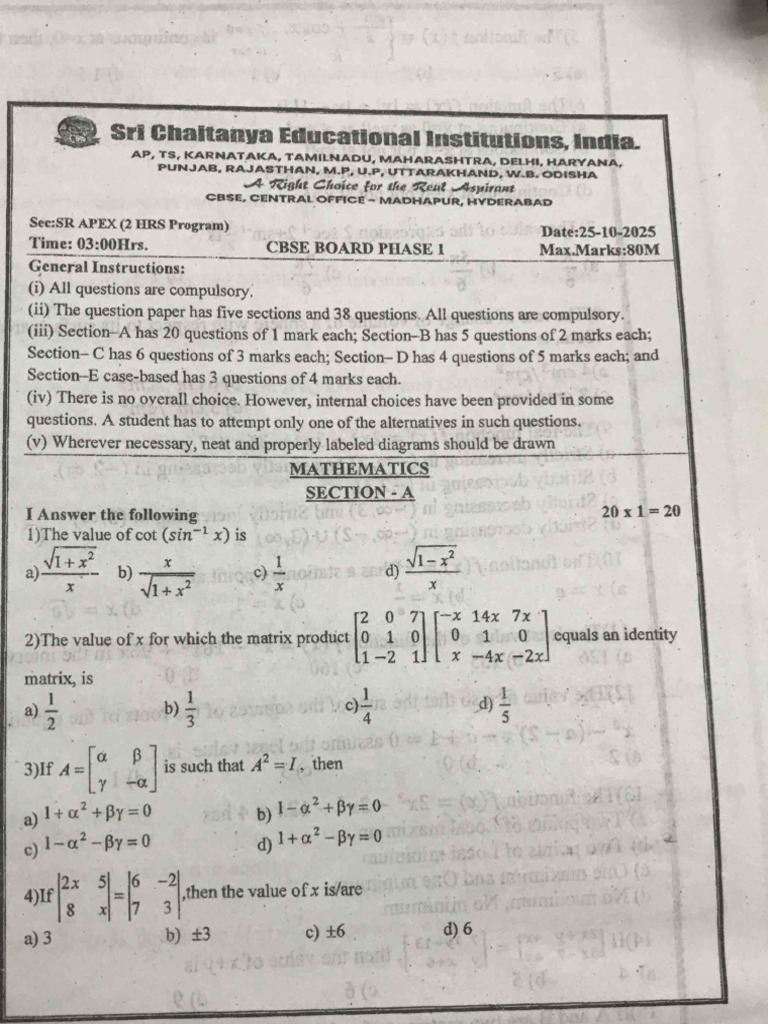 Chaitanya Maths Paper | PDF
