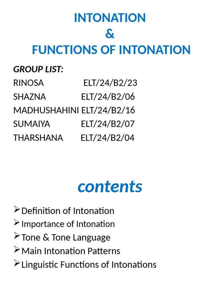 Intonation and Funtions of Intonation 26 Oct 2025 | PDF | Tone ...