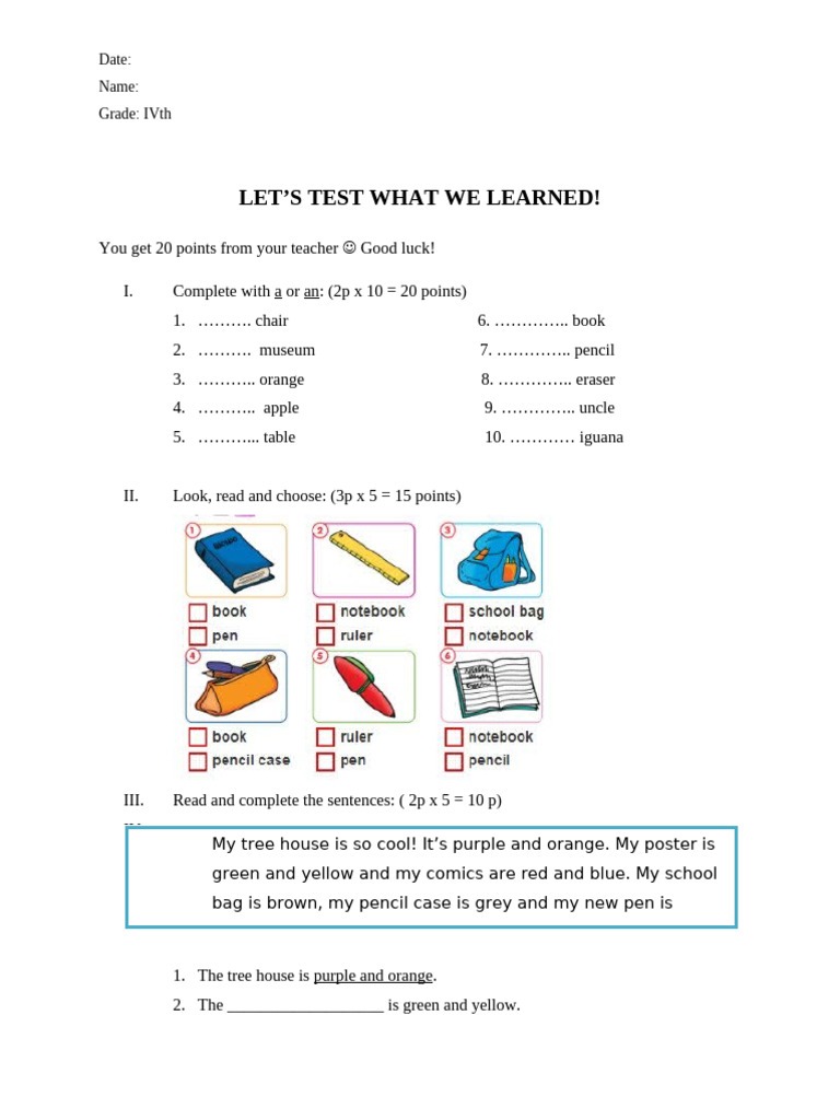 Grade IV English Test Preparation | PDF | Chess Theory | Chess