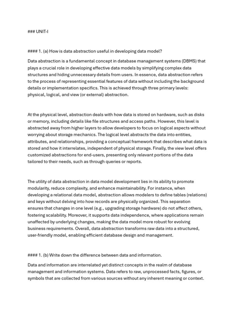 Data Abstraction and DBMS Fundamentals | PDF | Database Index ...