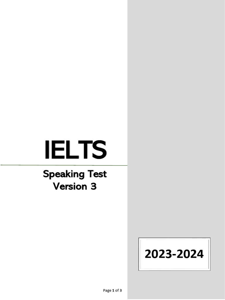 IELTS Speaking Test Guide 2023-2024 | PDF