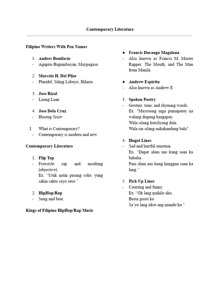 Lesson 8 - Contemporary Literature | PDF