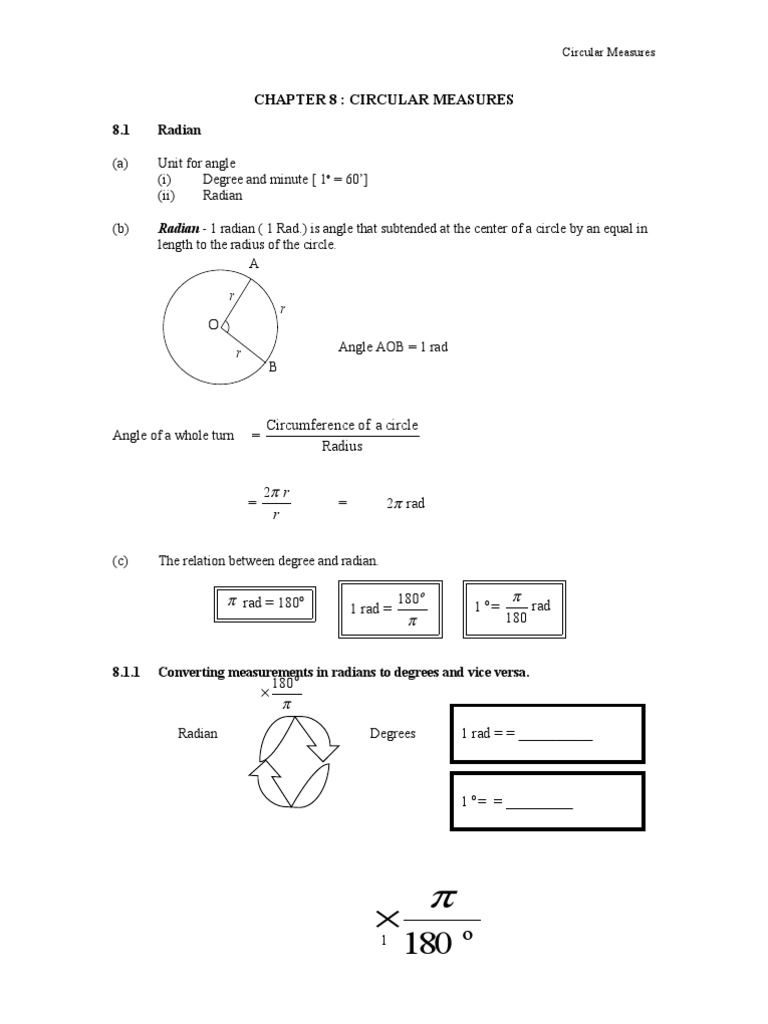 Circular Measure Worksheet PDF | PDF | Science & Mathematics