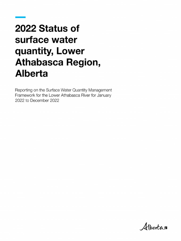 Epa Status of Surface Water Quantity Lower Athabasca Region 2022 | PDF ...
