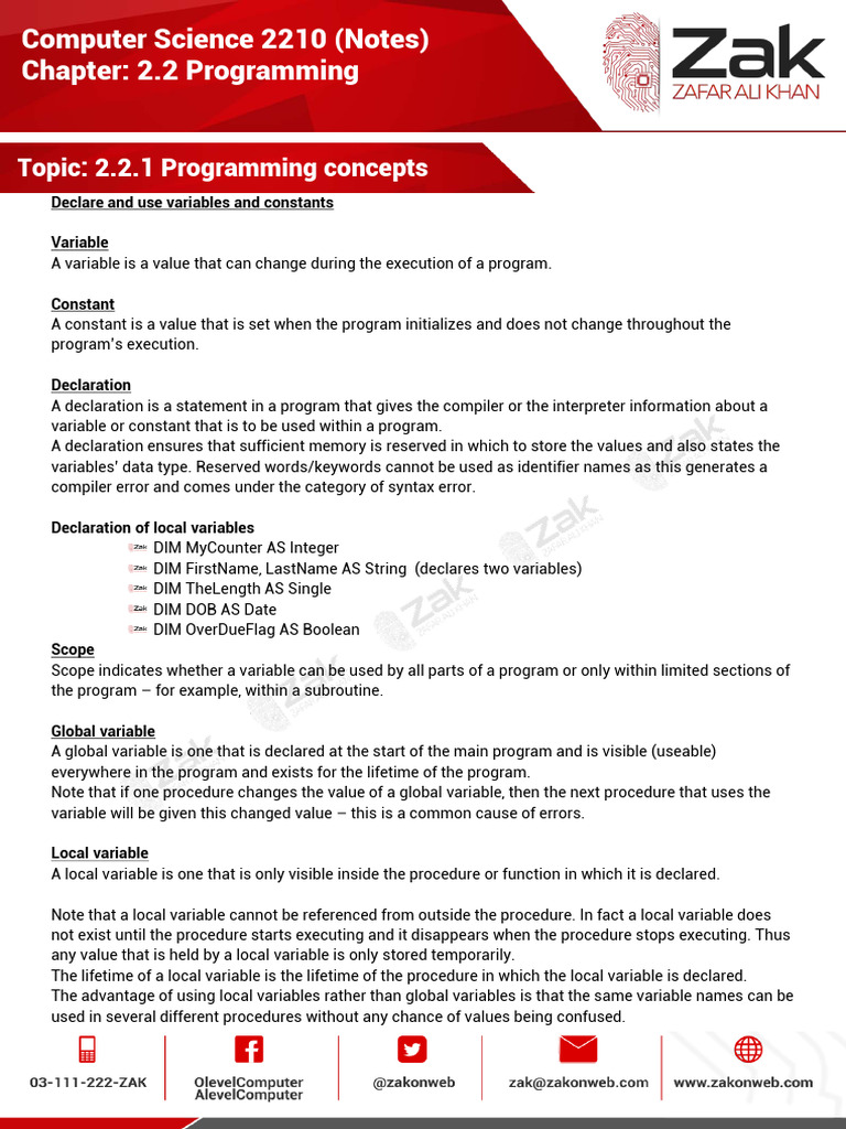 Programming Variables and Constants Guide | PDF | Data Type | Variable ...