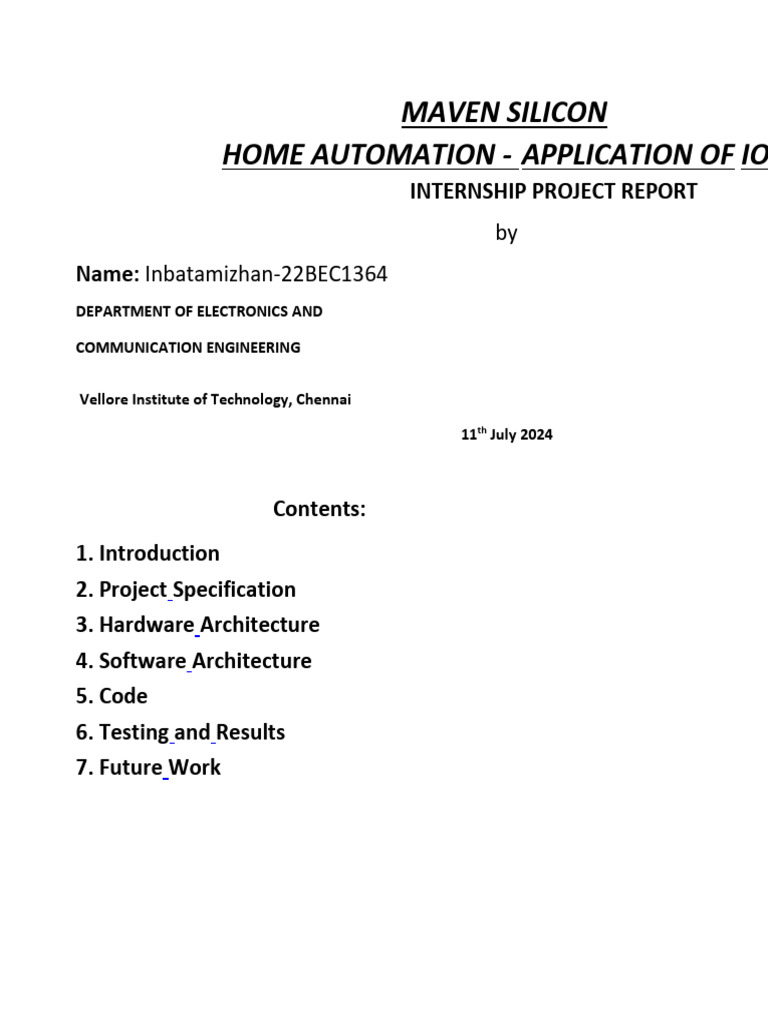 home automation project report | PDF | Home Automation | Internet Of Things