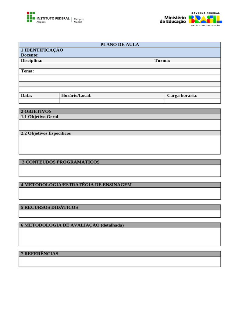 Estrutura de Plano de Aula Completo | PDF