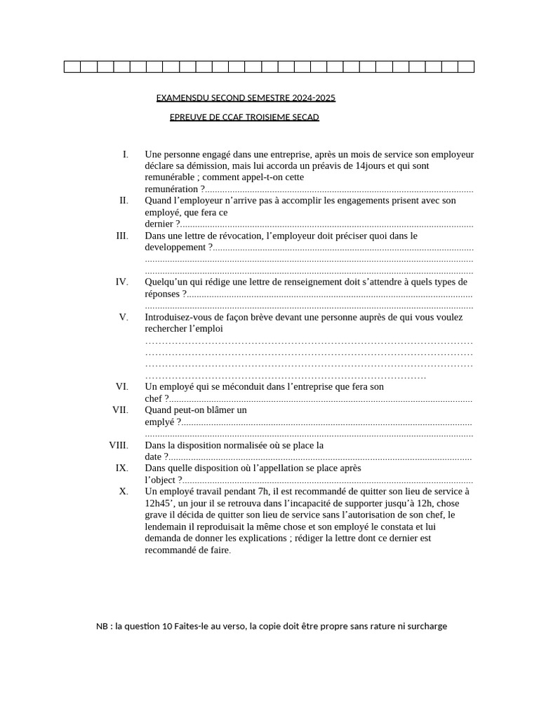 Examens CCAF et ODB 2024-2025 | PDF