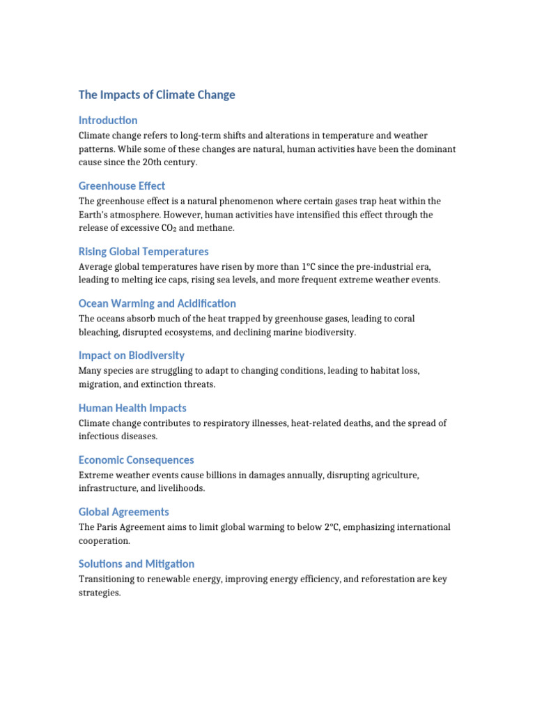 Climate Change Impacts | PDF