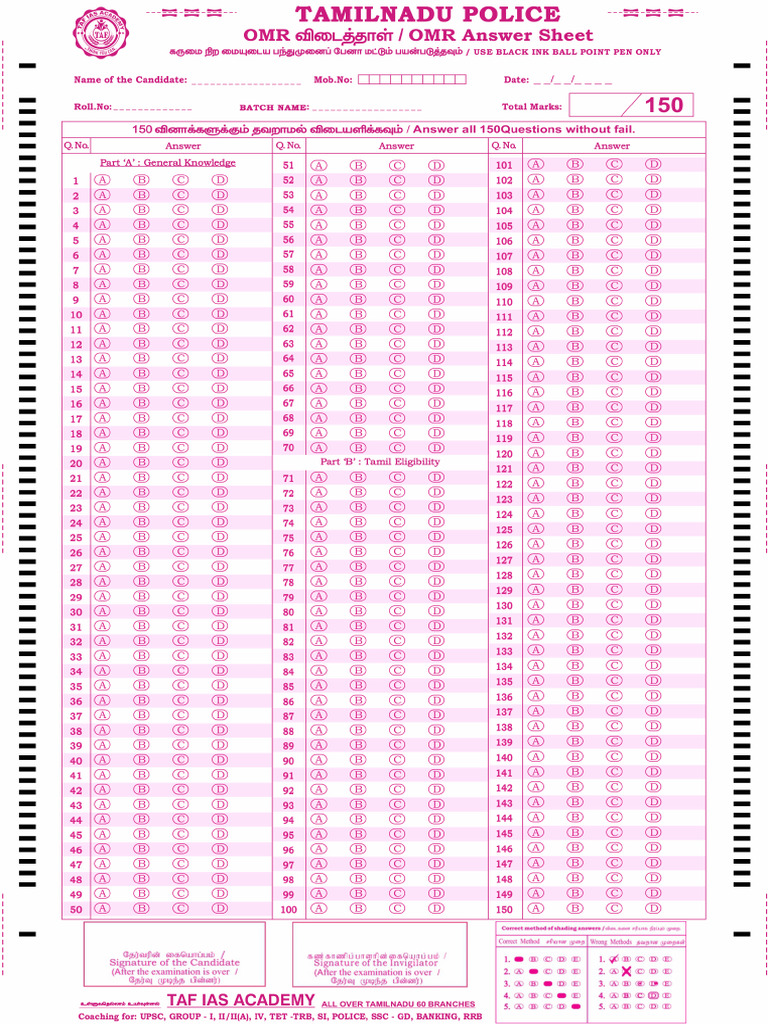 A4 Sheet Omr Final (1) | PDF