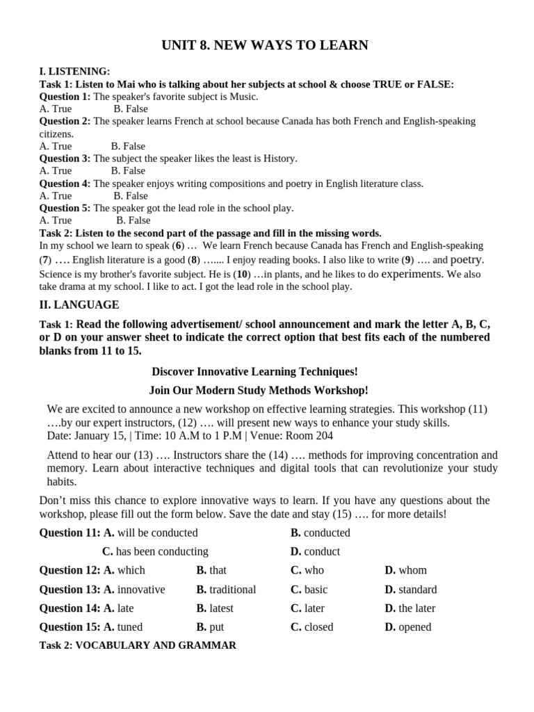 Unit 8 - ĐC E10 | PDF | Educational Technology | Multimedia