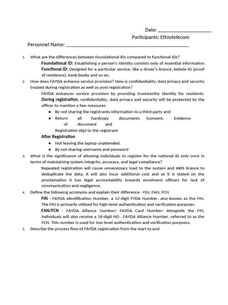 ToT Written Exam - Open Ended Questions | PDF | Identity Document ...