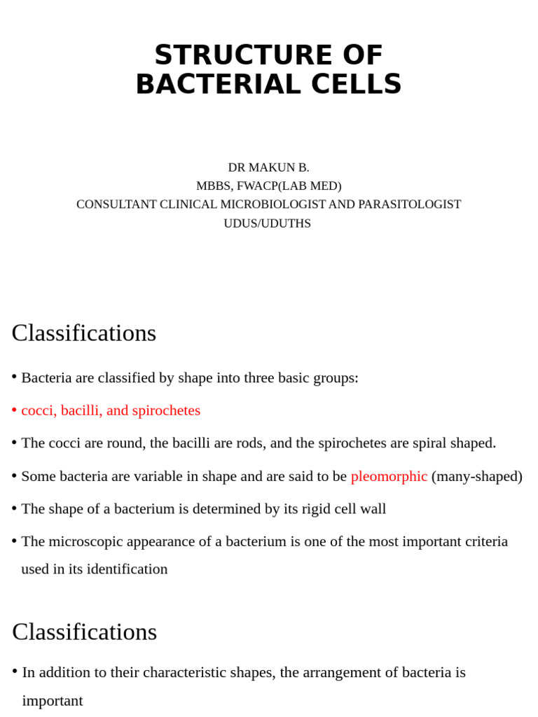 Structure and Classification of Bacterial Cells | PDF | Bacteria | Cell ...