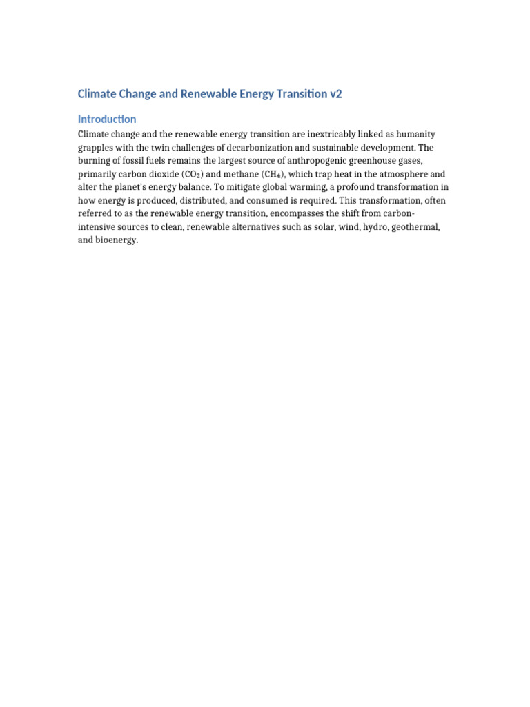 Climate Change and Energy Transition Insights | PDF | Renewable Energy ...