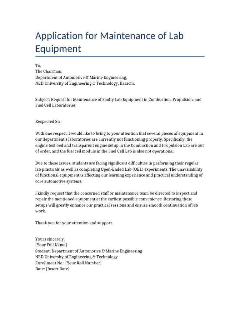Application Lab Equipment Maintenance | PDF