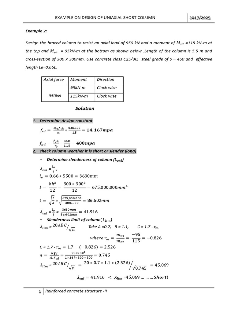Uniaxial Short Column Design Example | PDF | Mechanical Engineering ...