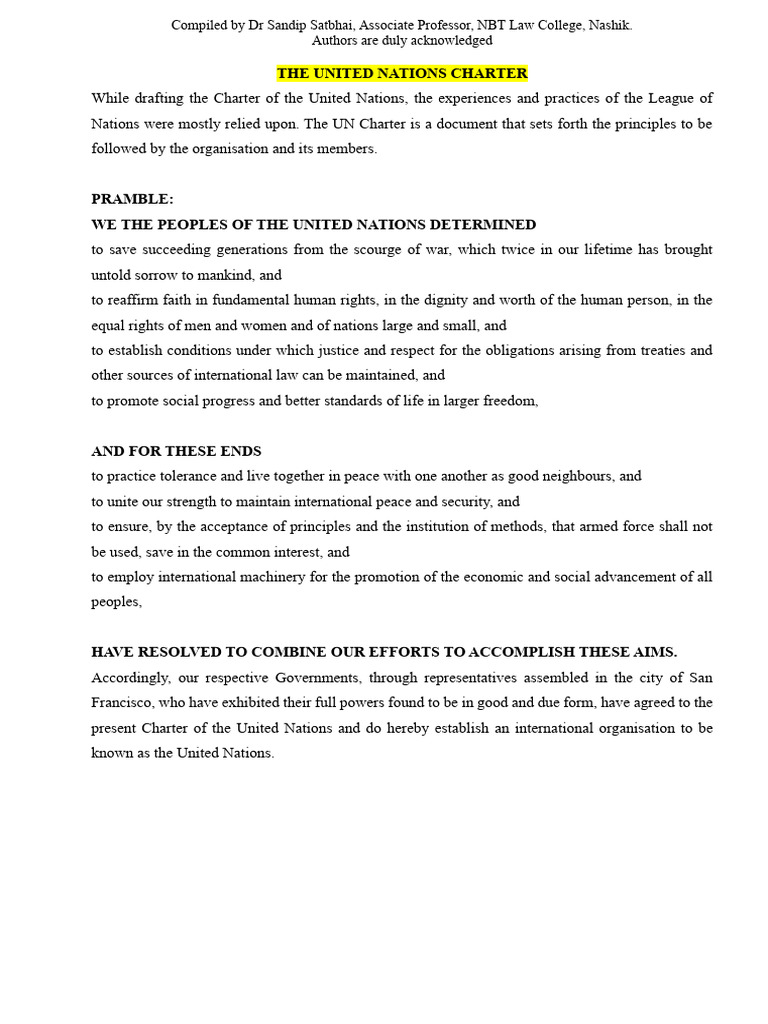 Overview of the United Nations Charter | PDF | United Nations ...