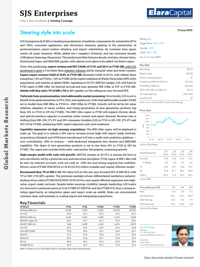 SJS Enterprises: Growth & Investment Outlook | PDF | Valuation (Finance ...