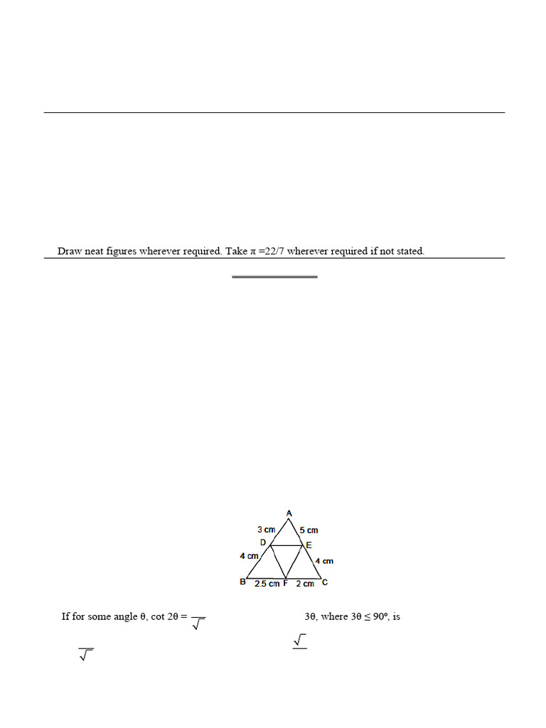 Class X Mathematics Question Paper | PDF | Circle | Mathematical Objects