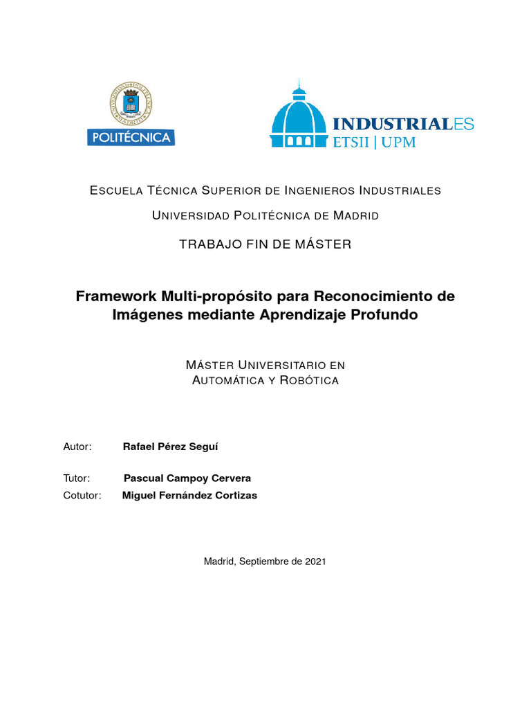 Framework para Reconocimiento de Imágenes | PDF | Aprendizaje profundo ...