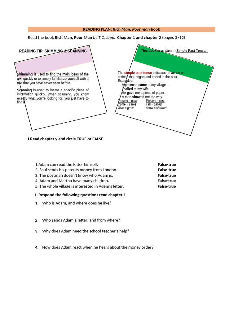 Rich Man, Poor Man Reading Plan | PDF