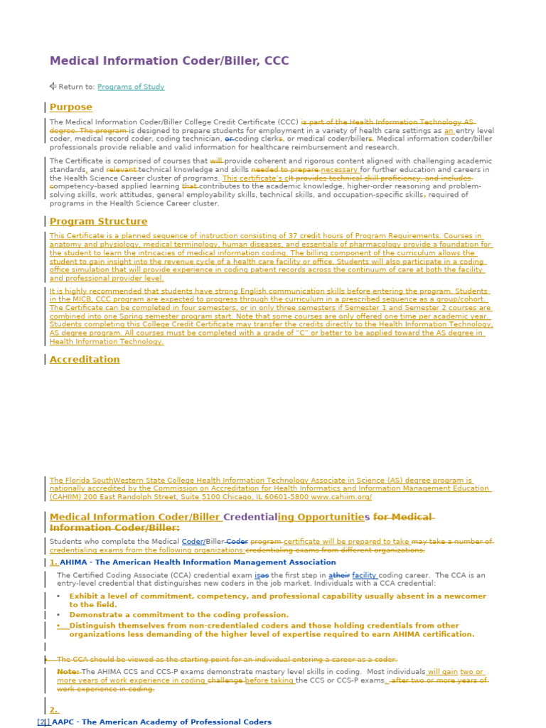 Medical Information Coder-Biller, CCC Catalog Page FINAL 5-12-22 | PDF ...