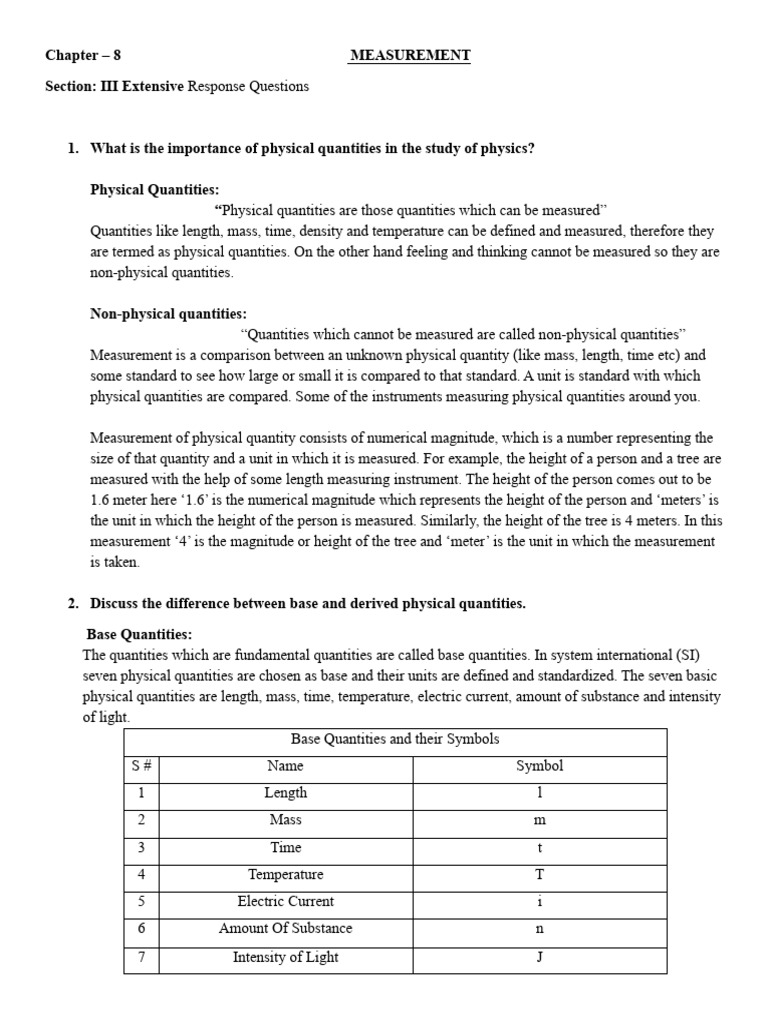 Chapter-8 (ERQ) | PDF | Significant Figures | Quantity