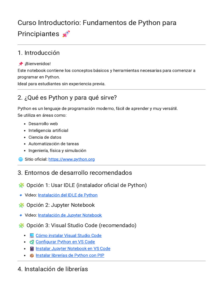 Guía para Aprender Python desde Cero | PDF | Python (lenguaje de ...