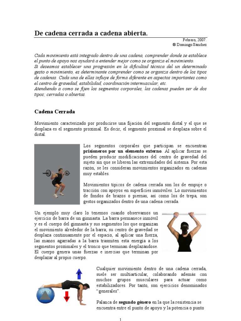 Ejercicios de y Cadena Abierta | PDF | Músculo | Movimiento (física)