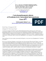 Carta Herméticamente Abierta Al Presidente de La Universidad Interamericana Parte II-por El Dr. Rafael Andrés Escribano (26agosto2005)