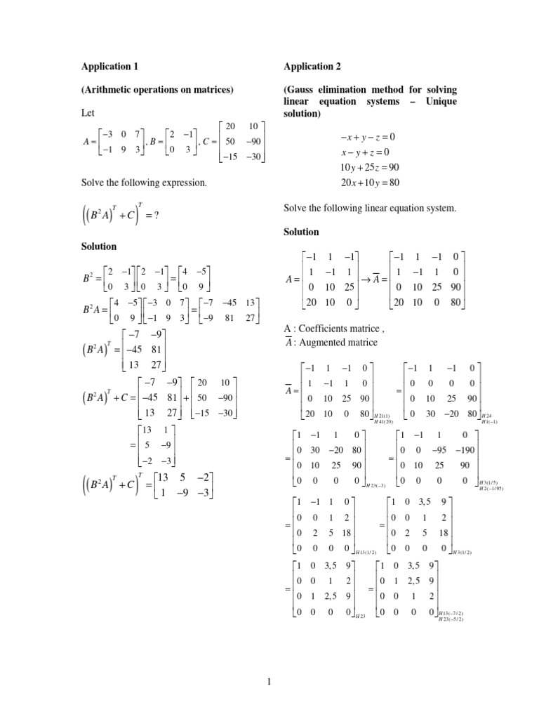 Eng Math 501e Week1 Applications | PDF | Linear Algebra | Mathematics