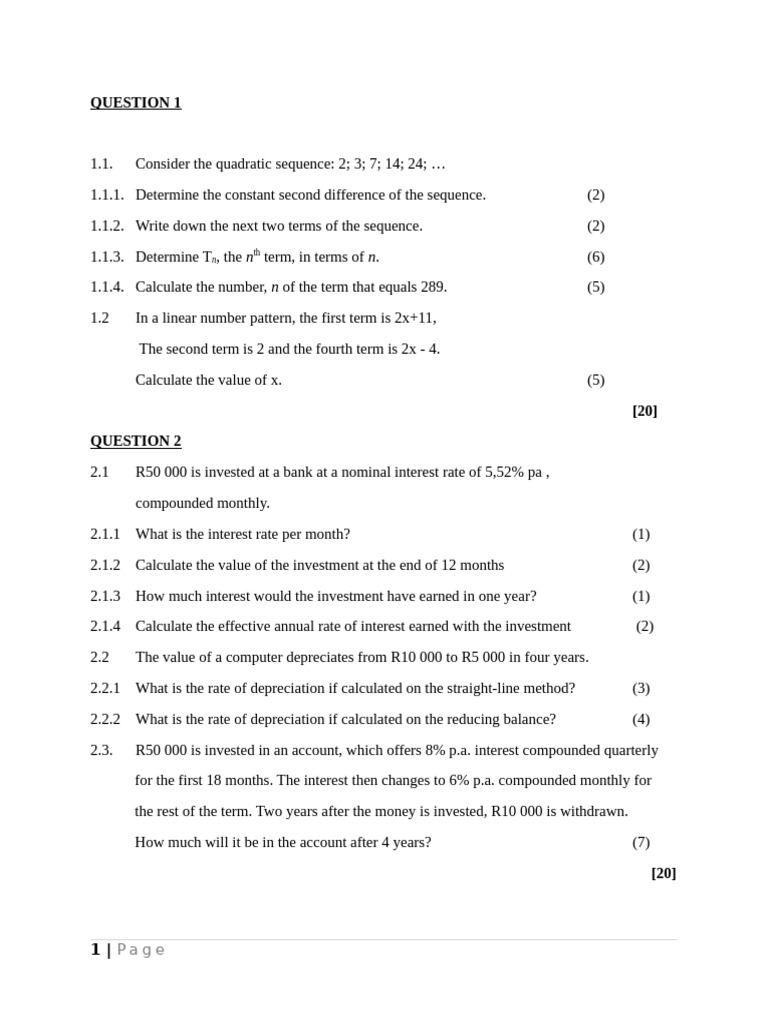 Quadratic and Investment Calculations | PDF | Interest