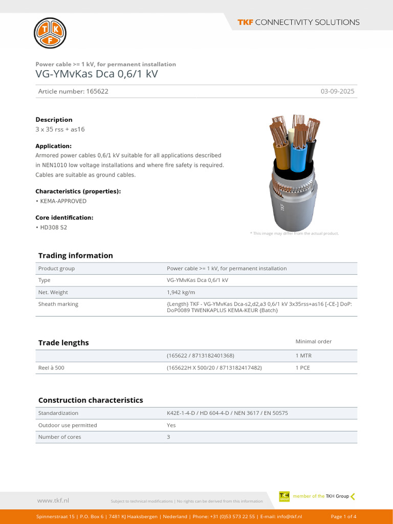 TKF VG Ymvkas Dca 061 KV 165622 en | PDF | Electrical Conductor ...