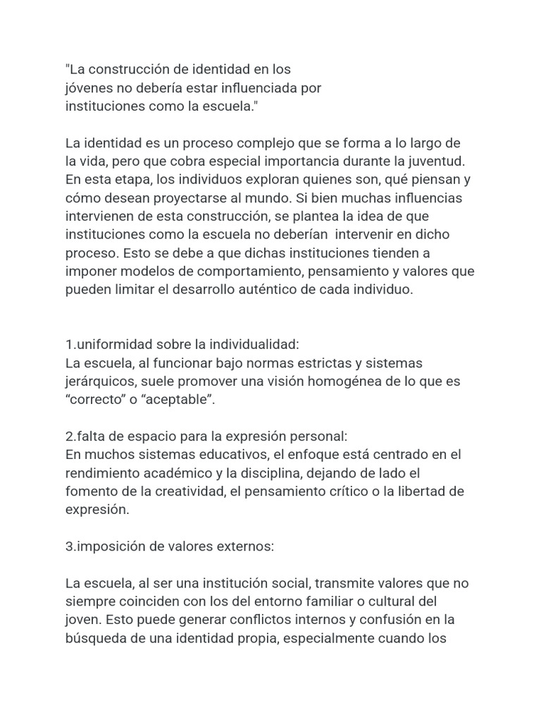La Construcción de Identidad en Los | PDF