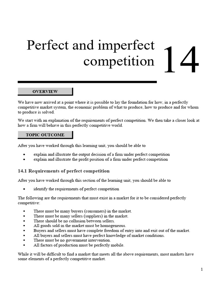 Perfect vs. Imperfect Competition Explained | PDF | Perfect Competition ...