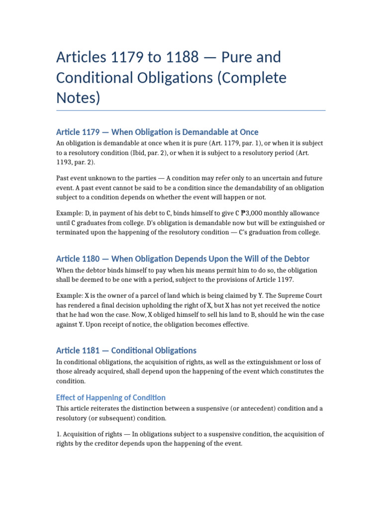 Pure and Conditional Obligations Explained | PDF | Justice | Crime ...