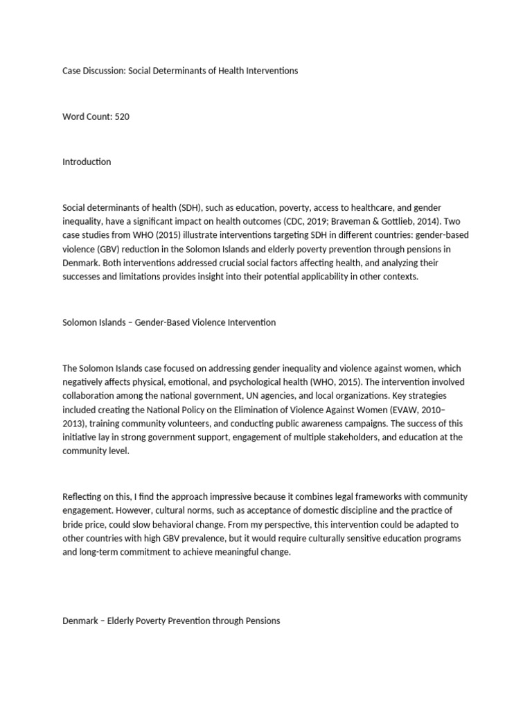 Social Determinants of Health Case Studies | PDF | Violence | Violence ...
