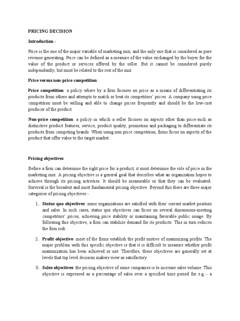 Pricing Decision | PDF | Prices | Retail