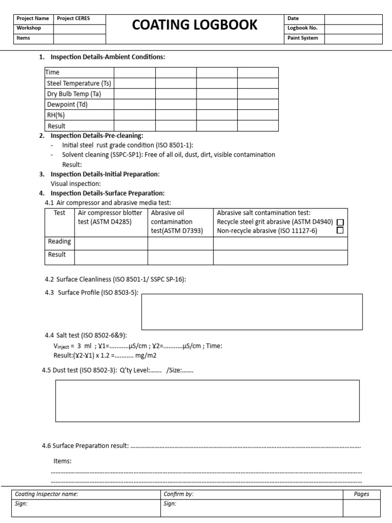 Project Coating Logbook Rev.01 | PDF | Paint | Materials