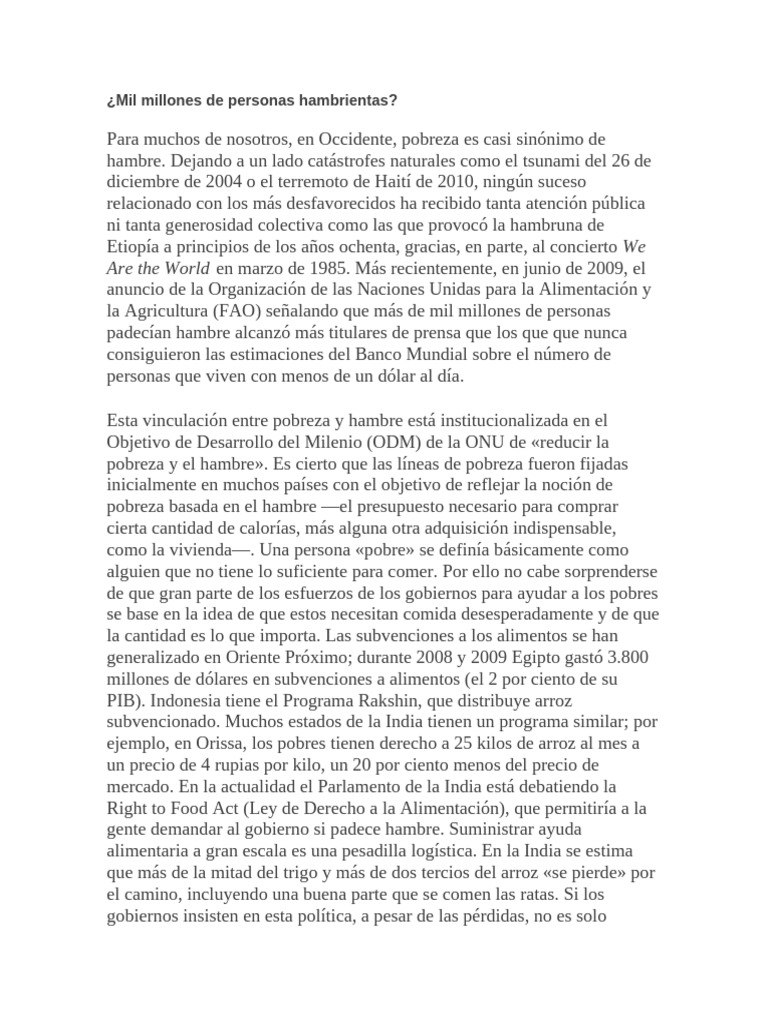 Hambre y pobreza: una trampa global | PDF | Pobreza | Pobreza e indigencia