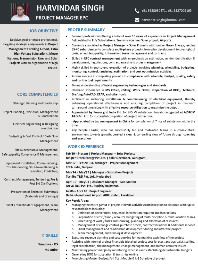 Resume For Sub Stations Transmission Line Solar Airport 1660071490 ...