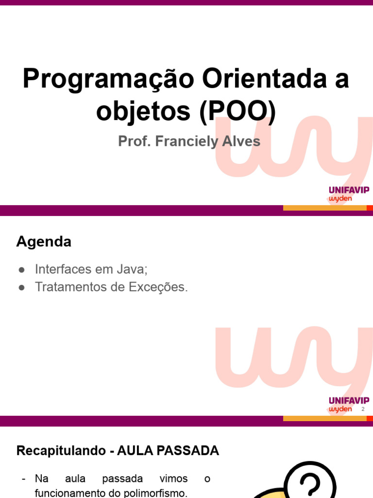 Interfaces e Tratamento de Exceções em Java | PDF | Classe (programação ...
