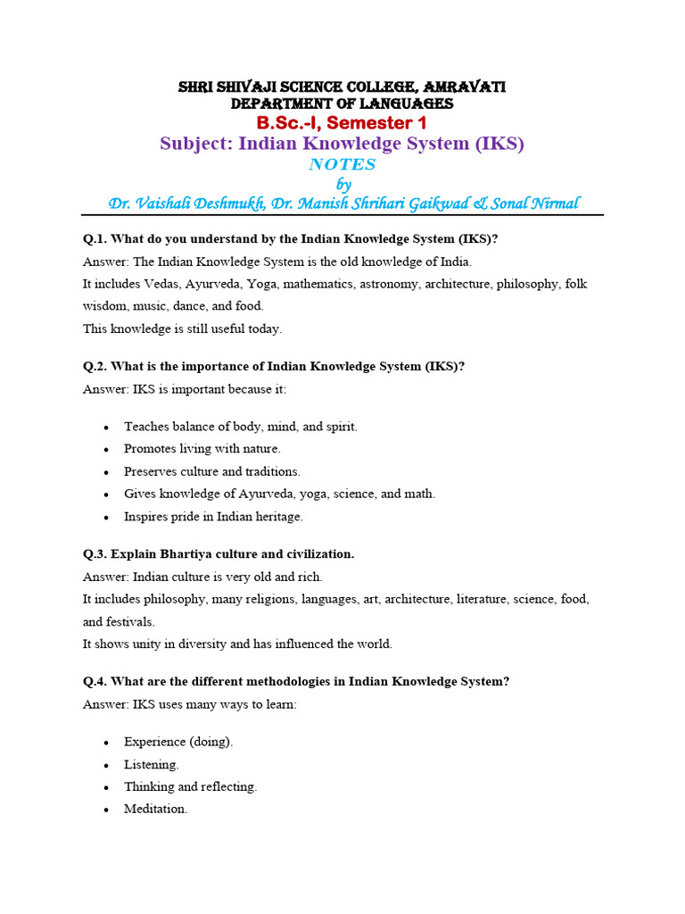 IKS Notes for B.Sc. First Year | PDF | Bhakti
