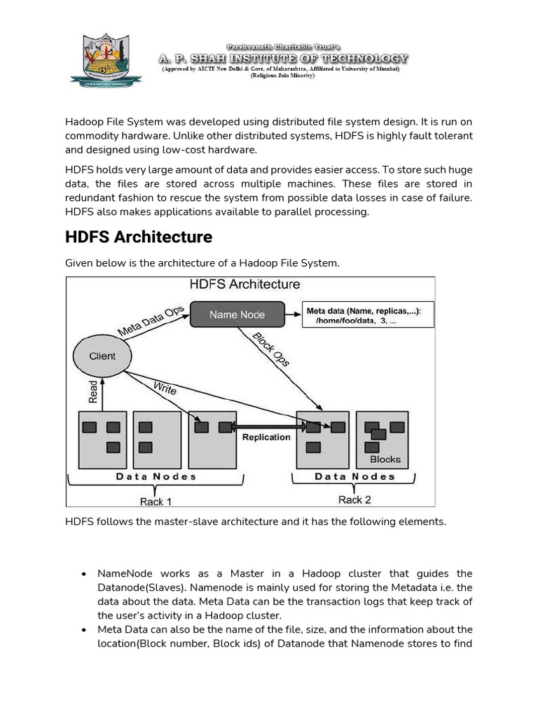 Overview of Hadoop File System (HDFS) | PDF | Apache Hadoop ...