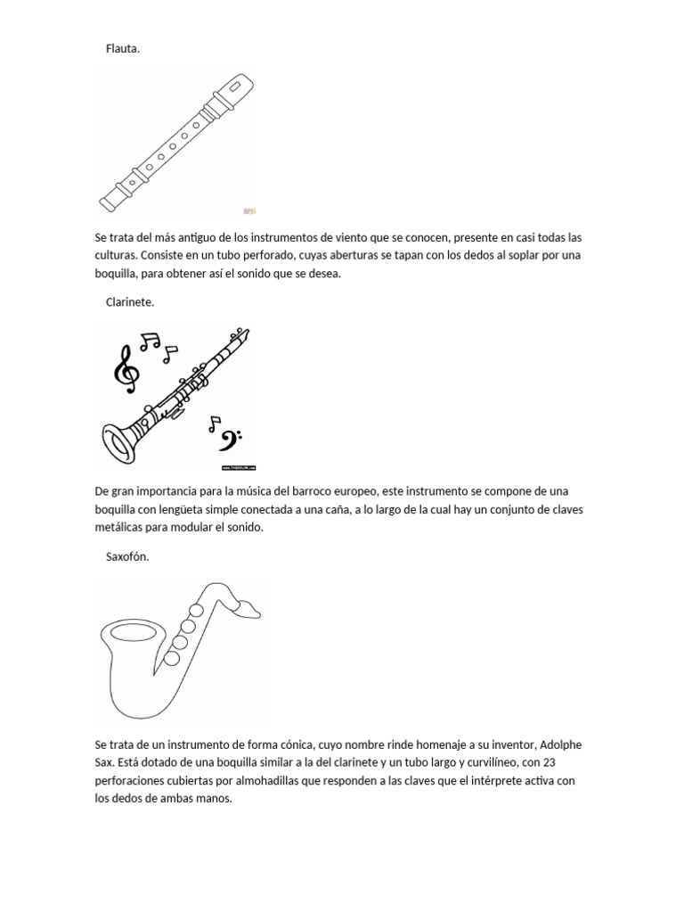 Instrumentos de Viento: Descripción y Tipos | PDF | Instrumentos de ...
