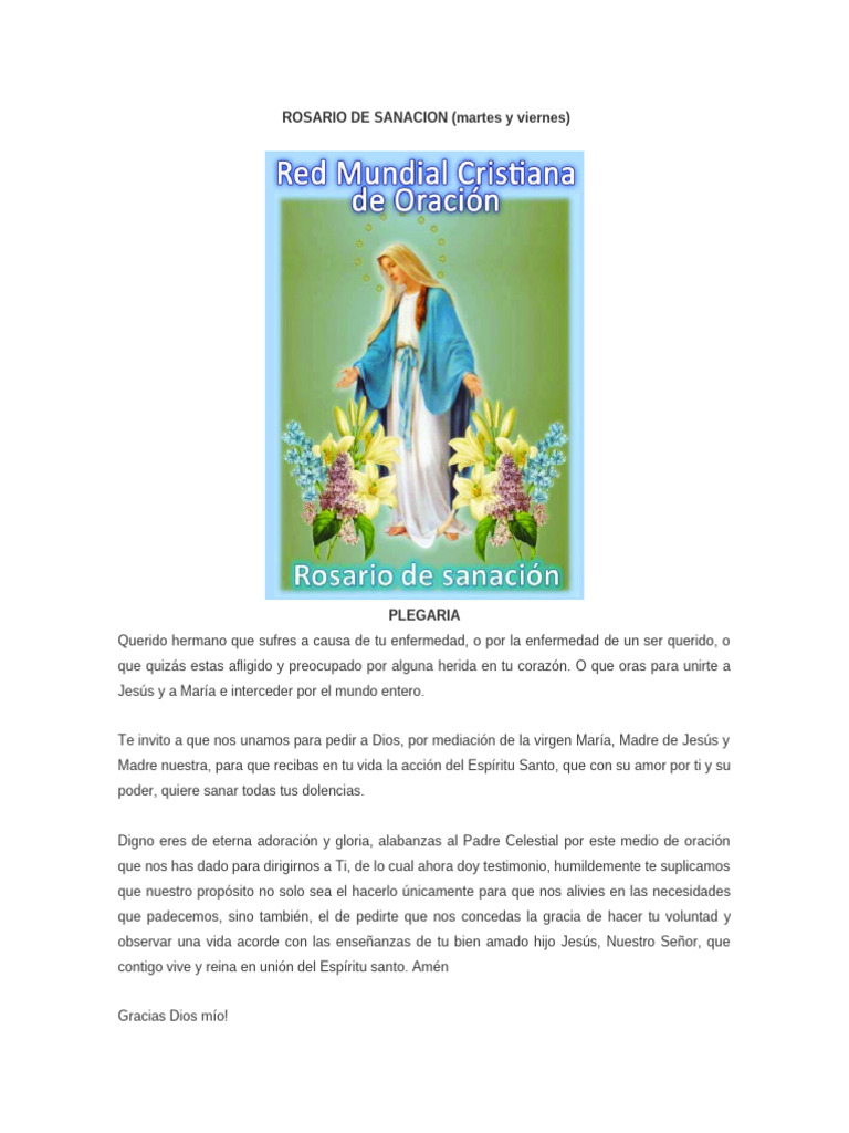 Rosario de Sanación: Oraciones y Misterios | PDF | María, madre de ...